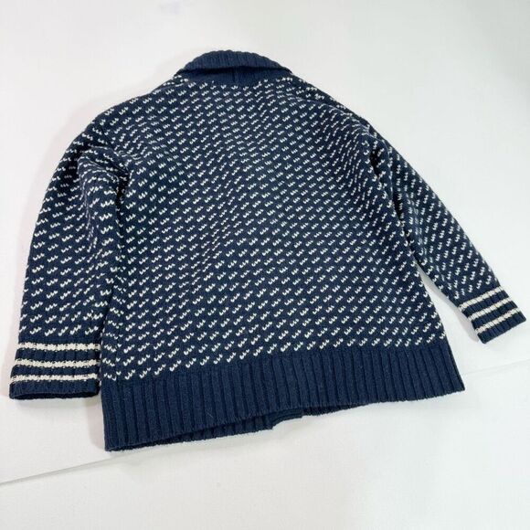 LL Bean Sweater Womens Large Navy Classic Ragg 100% Lambs Wool Birds Eye - Picture 7 of 8